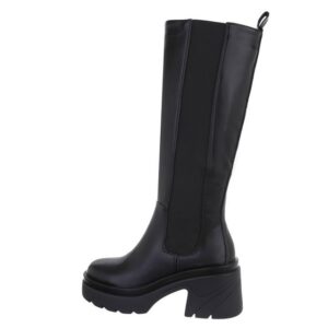 Ital-Design Damen Freizeit Stiefel Blockabsatz High-Heel Stiefel in Schwarz