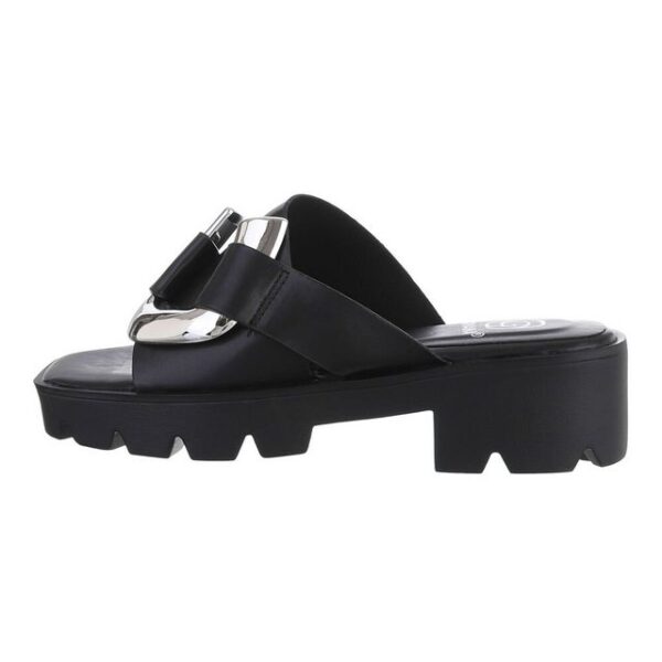 Ital-Design Damen Mules Freizeit High-Heel-Sandalette Blockabsatz Sandalen & Sandaletten in Schwarz