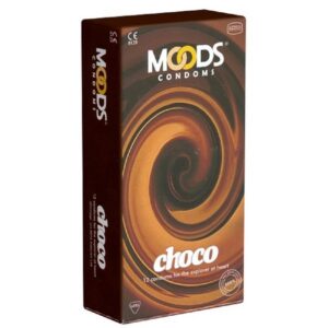 MOODS Condoms Kondome Choco Condoms Packung mit, 12 St., Kondome für wahre Genießer, Kondome mit Schokoladen-Aroma für köstliche Momente zu zweit