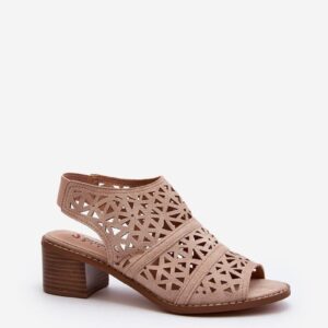 Openwork nude sandals with high heels Serapina