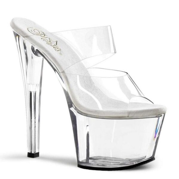 Pleaser Pleaser Pantolette SKY-302 Transparent Silber EU-39 / US-9 High-Heel-Pantolette (2-tlg)