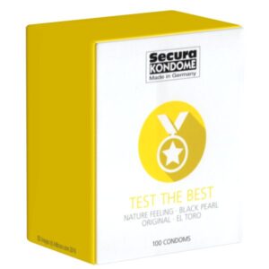 Secura *Test The Best* Sortiment mit Secura-Kondomen (vier beliebte Sorten)