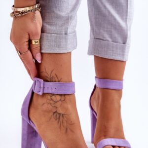 Suede High Heel Sandals Purple Jacqueline