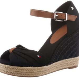 Tommy Hilfiger BASIC OPENED TOE HIGH WEDGE High-Heel-Sandalette, Sommerschuh, Sandale, Keilabsatz, mit dezenter Flagstickerei