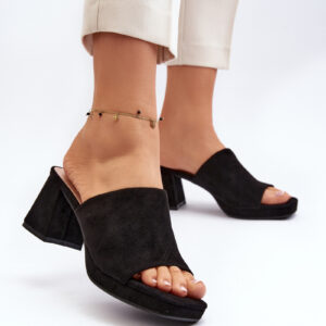 Women's black Bralya high-heeled slippers