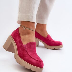 Women's eco-suede shoes with high heels and Fuchsia Arablosa platform