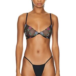 fleur du mal BH in Schwarz - Black. Size 36B (also in 32B, 32C, 34C).