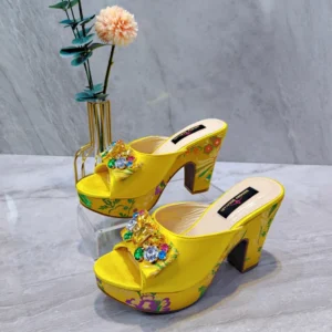 2023 Latest Embroidery Pattern Wedding Women Shoes Nigeria Africa 10cm High Heels Party Gathering