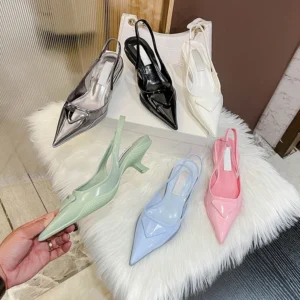 2023 New Baotou Shoes Back Hollow High Heels Sexy Pointed Cat Heel Fairy Style Sandals Girl