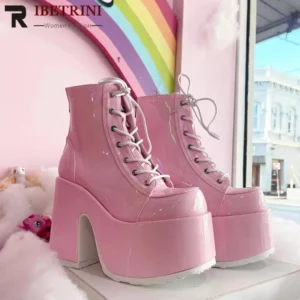 2023 Platform High Heel Cool Punk Fashion Women's High Quality Girls Goth Shoes Black Big Size 43