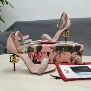 2024 Top Quality Rhinestone heels Women Genuine Leather Strange Heeled High Ankle Strap Sandals