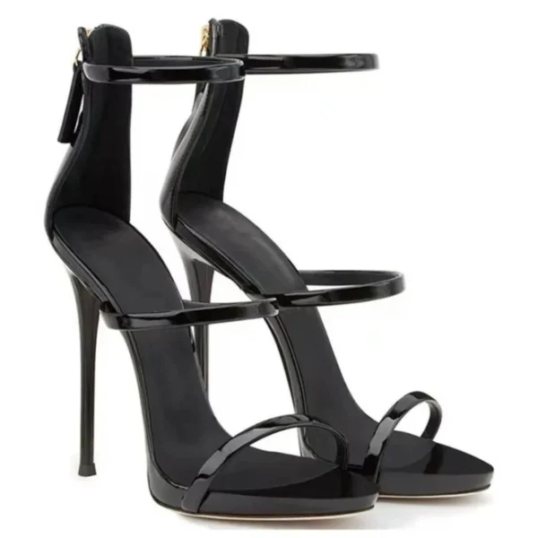 2024 Women's Summer New Sexy Stiletto Heels Sandals Fashion High-quality Banquet Zipper Strap