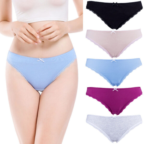 5x Damen Unterwäsche Spitzenslip Baumwolle Dessous Slips Set Gr.L - Hengda