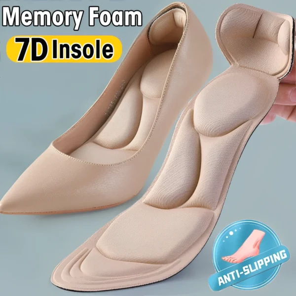 7D Soft Memory Foam Insole Pad Inserts Heel Post Back Breathable Anti-slip for Women High Heel Shoe