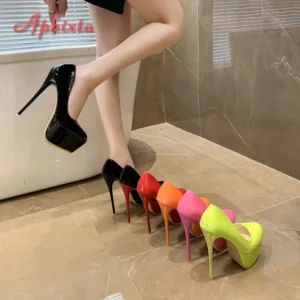 Aphixta Hot Sale 16.5cm Thin Heels Platform Pumps Women Party Dance Pumps 5.5cm Platform Super High