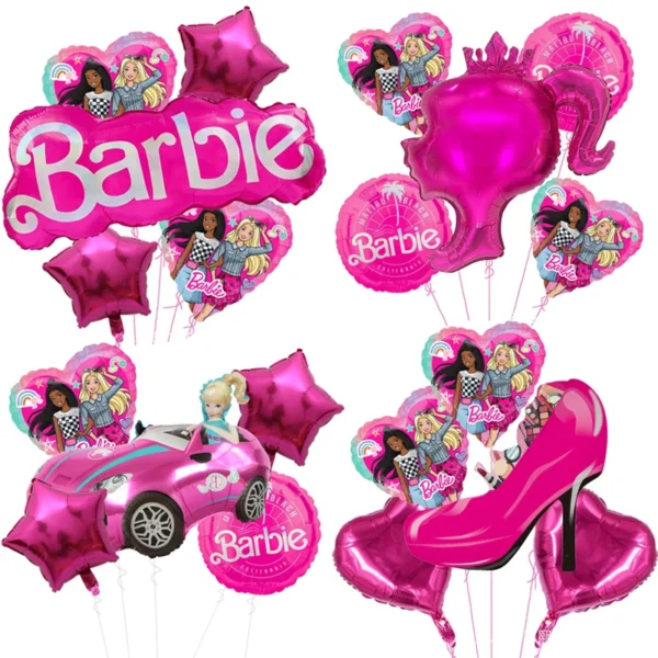 Barbie Balloon Set Children's Happy Birthday Party Decoration Cute Cartoon Pink Girls High Heels