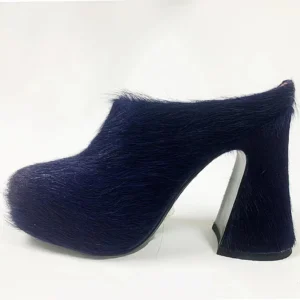 Deluxe Designer High Heels Horsehair Fashion Casual Shoes 2024 Italian Leather Fur Slippers Women