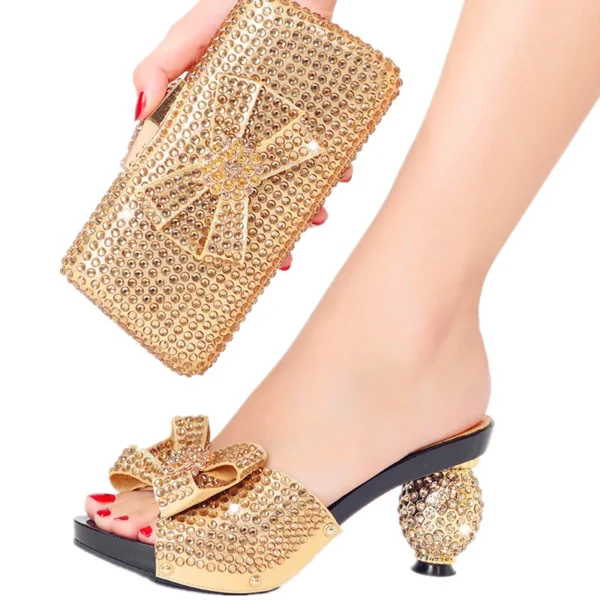 Diamond Ladies Slippers 2022 New Popular High Heels Spring Summer Plus Size Suitable for Wedding