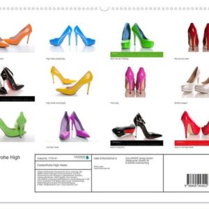 Farbenfrohe High Heels (hochwertiger Premium Wandkalender 2025 DIN A2 quer), Kunstdruck in Hochglanz