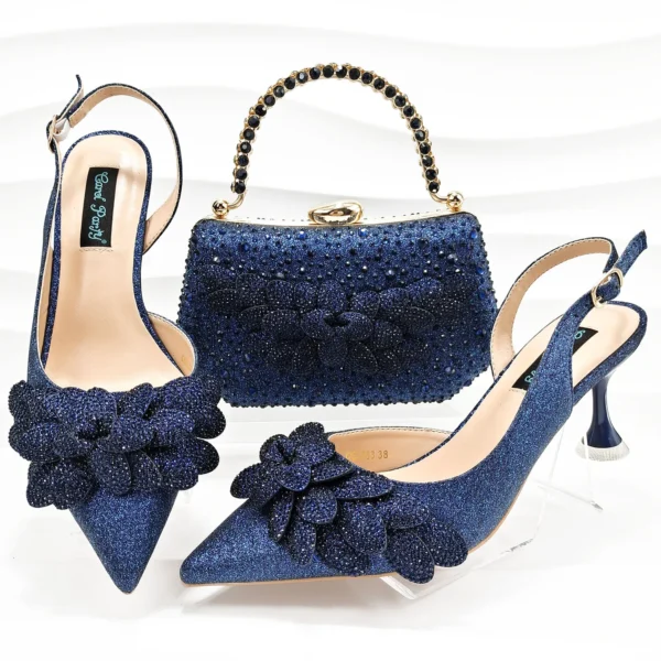 Fashionable And Versatile Dark-colored Shallow Pointed High Heels And Exquisite Handbag Popular In