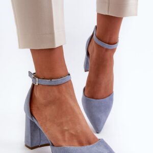 High-heeled pumps with pointed toe, Eco Suede, Blue Halene