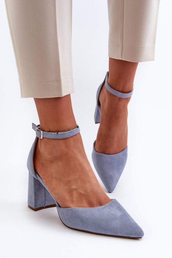 High-heeled pumps with pointed toe, Eco Suede, Blue Halene