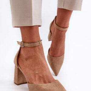 High heels with pointed toes Beige Eco Suede Blouse