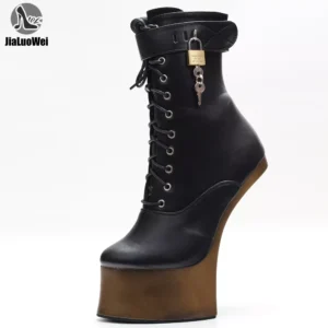 JIALUOWEI 7inch High Heel New Fancy Ponyplay bootfetish Ankle Platform Boots In Stock Fast Shipping