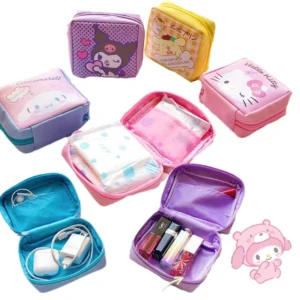 Kawaii Sanrio My Melody Cinnamonroll Cartoon Women Tampon Sanitary Napkin Storage Bag Mini Cosmetics