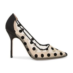 Manolo Blahnik HIGH HEELS in Jet Black Black Dot & Ivory - Black. Size 38 (also in 37).