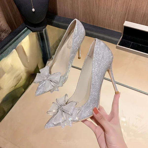 Newest Cinderella Shoes Rhinestone High Heels Women Pumps Pointed toe Woman Crystal Party Wedding