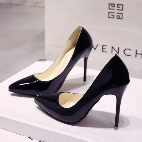 Nude Pumps for Women High Heel Shoes Female Fashion Patent Leather Sexy Pointed Toe Thin Heel