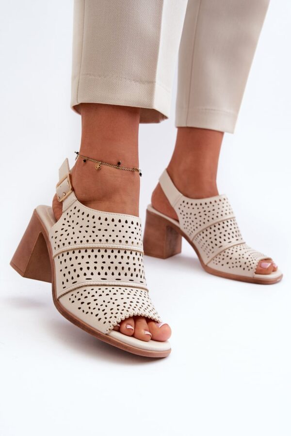 Openwork High Heeled Sandals Sergio Leone Light Beige