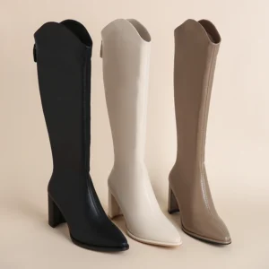 Plus Size 34-43 New Women Boots Zipper Thick High Heels Simple Thick High Heels Autumn Winter Boots