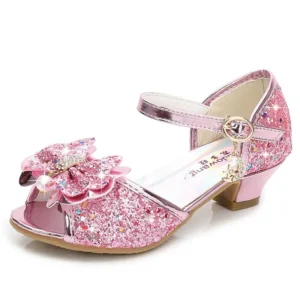 Princess Girls Party Shoes Children Sandals Colorful Sequins High Heels Shoes Girls Sandals Peep Toe