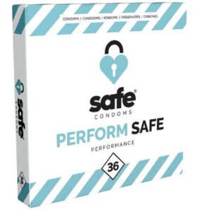 Safe Kondome PERFORM Safe (Performance) Kondome mit Orgasmushemmung, Packung mit, 36 St., Kondome gegen einen vorzeitigen Samenerguss, Kondome für ausdauernde Sicherheit