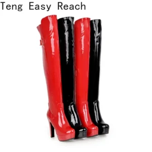 Sexy Over The Knee Boots Women Platform Fashion High Heels Thigh High Boots Patent Leather Women's