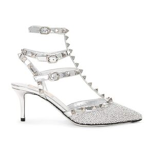 Valentino Garavani HIGH HEELS ROCKSTUD in Crystal Grigio Perla & Silver - Metallic Silver. Size 39.5 (also in 37.5, 38.5, 39).