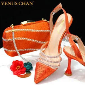 Venus Chan 2023 Newest INS Style Orange Color Elegant High Heels Nigeria Popular Design African