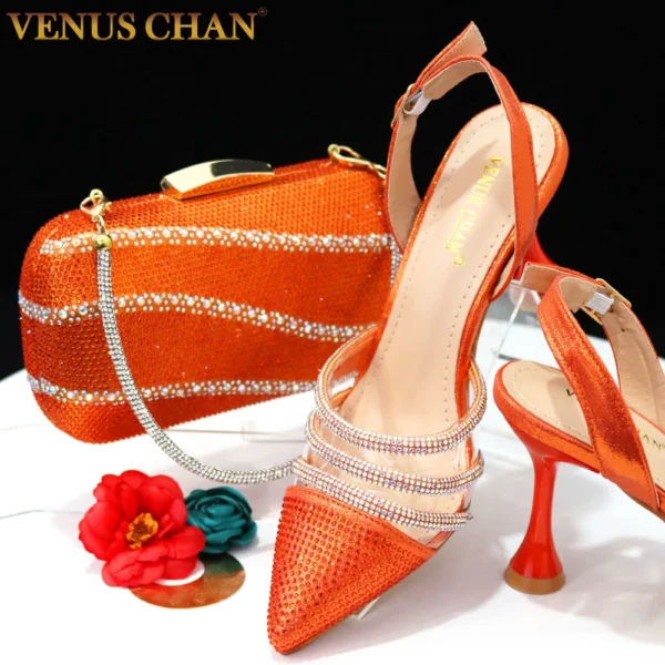 Venus Chan 2023 Newest INS Style Orange Color Elegant High Heels Nigeria Popular Design African