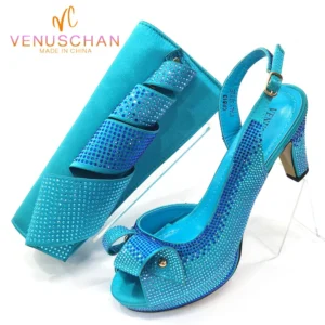 Venus Chan 2024 Nigerian Design Evening High Heel Party Shoes And Bag Set Lucky Star Bag With