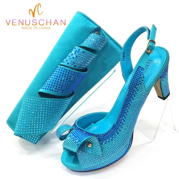 Venus Chan 2024 Nigerian Design Evening High Heel Party Shoes And Bag Set Lucky Star Bag With