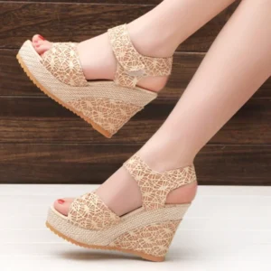 Women's Wedges Sandals 2024 Summer New Fashion Mesh Peep Toe Platform High Heel Women Sandals Sexy