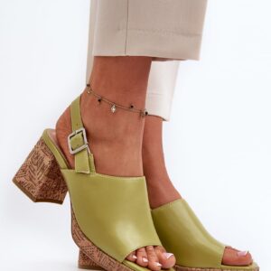 Women's eco leather sandals with high heels Sergio Leone Pistachio