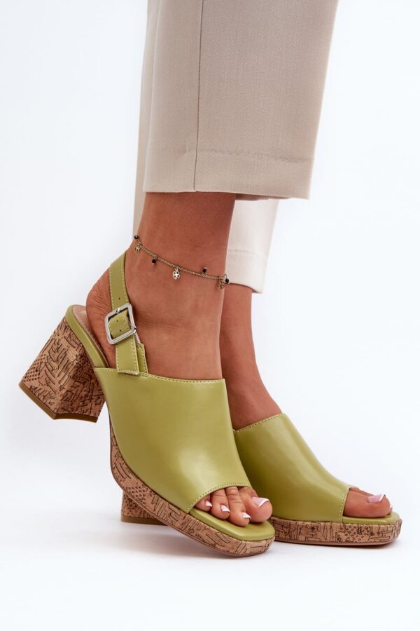 Women's eco leather sandals with high heels Sergio Leone Pistachio