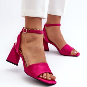 Women's high-heeled sandals made of Eco Suede Fuchsia Upttima