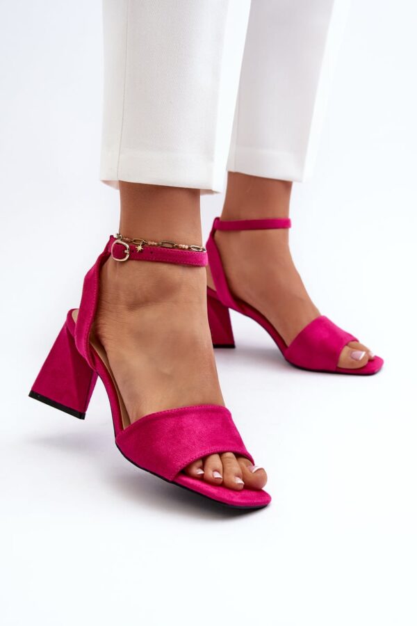 Women's high-heeled sandals made of Eco Suede Fuchsia Upttima