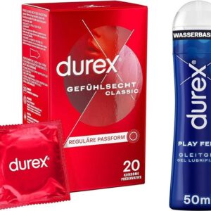 durex Kondome Durex Gefühlsecht Kondome (20 St) & Play Feel Gleitgel (50 ml) Packung, 20 St., mit Silikongleitgel