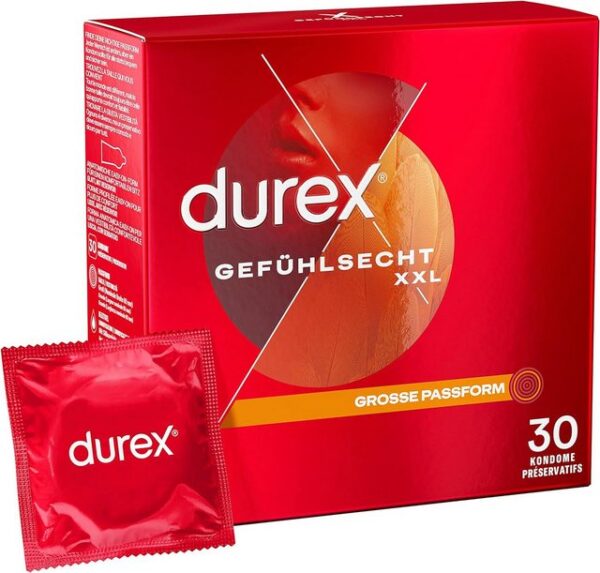 durex XXL-Kondome Durex Gefühlsecht XXL Kondome 30 Stück Packung, 30 St., XXL